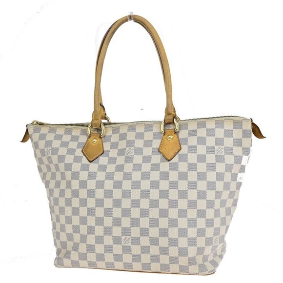 LOUIS VUITTON Saleya MM Shoulder Bag Damier Azur Leather White N51185 81EB728 - Picture 1 of 15